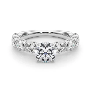 Ronitta Lab-Created Round cut  Side Stone Diamond Ring