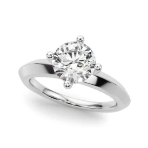 Ouida Natural White Gold 4 Prong Solitaire Diamond Ring