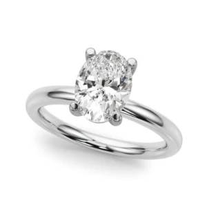 Odella Natural White Gold 4 Prong Solitaire Diamond Ring