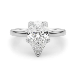 Gladina Lab-Created Diamond Silver 5 Prong Halo Engagement Ring