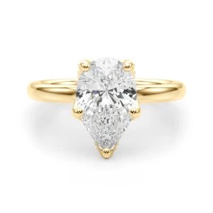 Gladina Lab-Created Diamond Yellow Gold 5 Prong Halo Engagement Ring