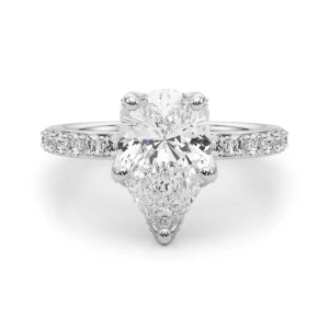 Filora Lab-Created Diamond Silver 5 Prong Halo Engagement Ring