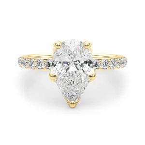 Filora Lab-Created Diamond Yellow Gold 5 Prong Halo Engagement Ring