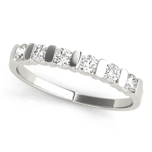 Lab-Created White Gold Bar-Set  Diamond Ring