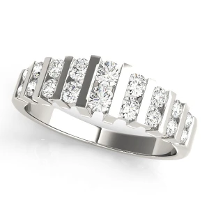 Lab-Created White Gold Bar-Set  Diamond Ring
