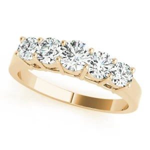 Elsy Lab-Created Yellow Gold Prong 5 Stone Diamond Ring