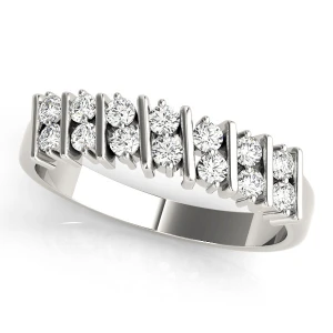 Lab-Created White Gold Bar-Set Half Eternity Diamond Ring
