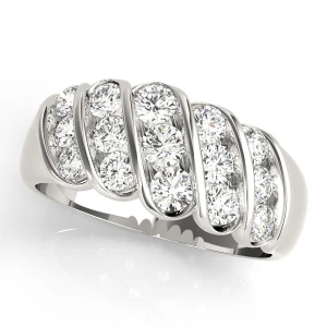Lab-Created White Gold Bar-Set Half Eternity Diamond Ring