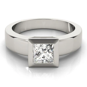Zavi Lab-Created Diamond Princess cut Bezel  Classic Solitaire Engagement Ring