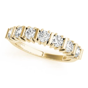 Lab-Created Yellow Gold Bar-Set 7 Stone Diamond Ring