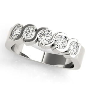 Lab-Created Bar-Set 5 Stone Diamond Ring