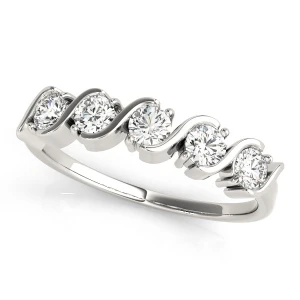 Lab-Created Bar-Set 5 Stone Diamond Ring