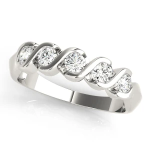 Lab-Created Bar-Set 5 Stone Diamond Ring