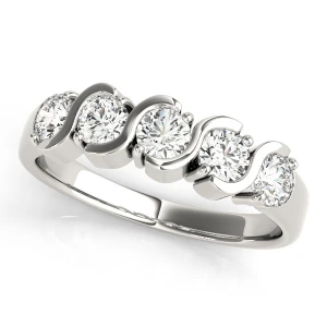 Lab-Created Bar-Set 5 Stone Diamond Ring
