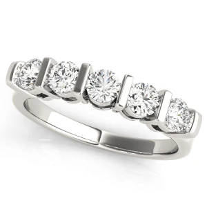 Lab-Created Bar-Set 5 Stone Diamond Ring