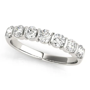 Lab-Created White Gold Bar Set 7 Stone Diamond Ring
