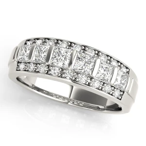 Aivy Lab-Created Silver Bar And Prong Set  Diamond Ring