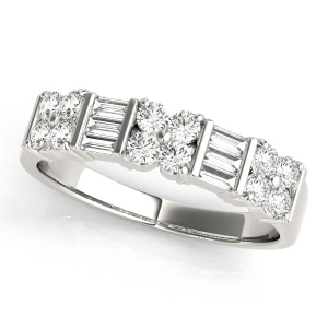 Myles Lab-Created Silver Bar And Prong Set  Diamond Ring