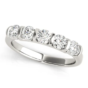 Lab-Created Bar-Set 5 Stone Diamond Ring