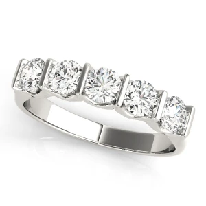 Lab-Created Bar-Set 5 Stone Diamond Ring