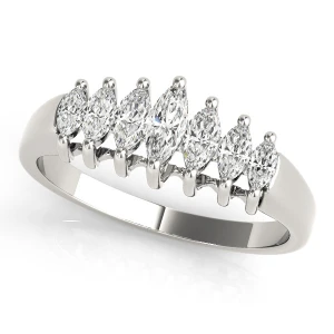 Waverlay Lab-Created Marquise cut Prong-Set 7 Stone Diamond Ring