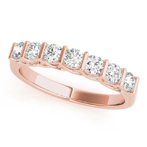 Lab-Created Rose Gold Bar-Set 7 Stone Diamond Ring