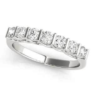 Lab-Created White Gold Bar-Set 7 Stone Diamond Ring