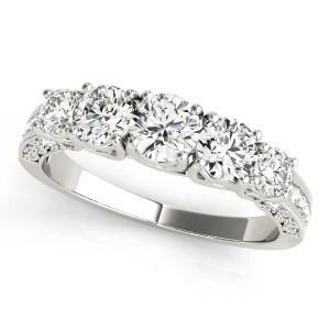 Belle Natural White Gold Prong 5 Stone Diamond Ring