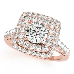 Luiza Natural Rose Gold Halo Diamond Ring