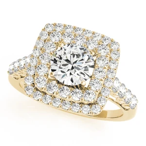Luiza Natural Yellow Gold Halo Diamond Ring