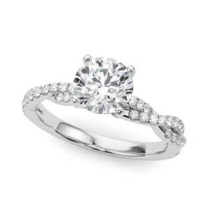 Nalah Lab-Created Round cut 4 Prong  Side Stone Diamond Ring