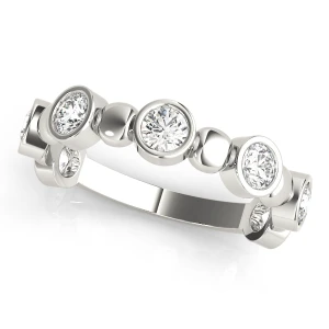 Lab-Created White Gold Bezel-Set 7 Stone Diamond Ring