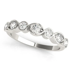 Lab-Created White Gold Bezel-Set 7 Stone Diamond Ring
