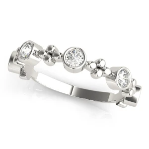 Lab-Created White Gold Bezel-Set 5 Stone Diamond Ring