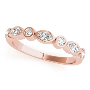 Lab-Created Rose Gold Bezel-Set 7 Stone Diamond Ring
