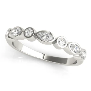 Lab-Created White Gold Bezel-Set 7 Stone Diamond Ring