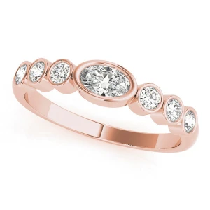 Lab-Created Rose Gold Bezel-Set 7 Stone Diamond Ring