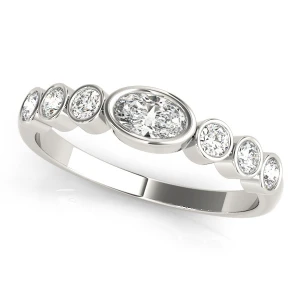 Lab-Created White Gold Bezel-Set 7 Stone Diamond Ring