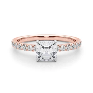Shaila Lab Grown Diamond Rose Gold 4 Prong Side Stone Engagement Ring