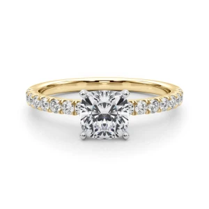 Shaila Lab-Created Diamond Yellow Gold 4 Prong Side Stone Engagement Ring