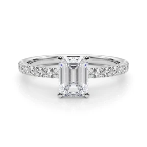 Shaila Lab-Created Diamond Platinum 4 Prong Side Stone Engagement Ring