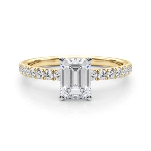 Shaila Lab-Created Diamond Yellow Gold 4 Prong Side Stone Engagement Ring