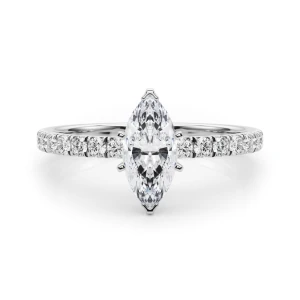 Shaila Lab-Created Diamond Silver 4 Prong Side Stone Engagement Ring