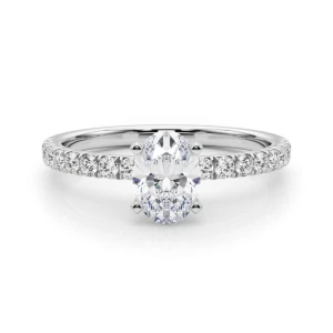 Shaila Lab-Created Diamond Silver 4 Prong Side Stone Engagement Ring