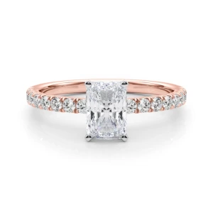 Shaila Lab-Created Diamond Rose Gold 4 Prong Side Stone Engagement Ring
