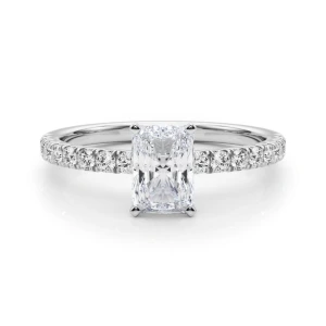 Shaila Lab-Created Diamond Platinum 4 Prong Side Stone Engagement Ring