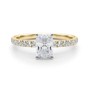 Shaila Lab-Created Diamond Yellow Gold 4 Prong Side Stone Engagement Ring