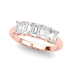 Aavya Lab-Created Rose Gold Prong 5 Stone Diamond Ring
