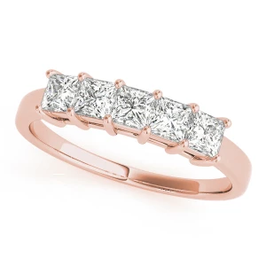 Aubrielle Lab-Created Rose Gold Prong 5 Stone Diamond Ring