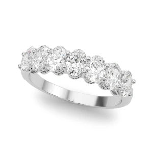 Natural White Gold Prong-Set 7 Stone Diamond Ring